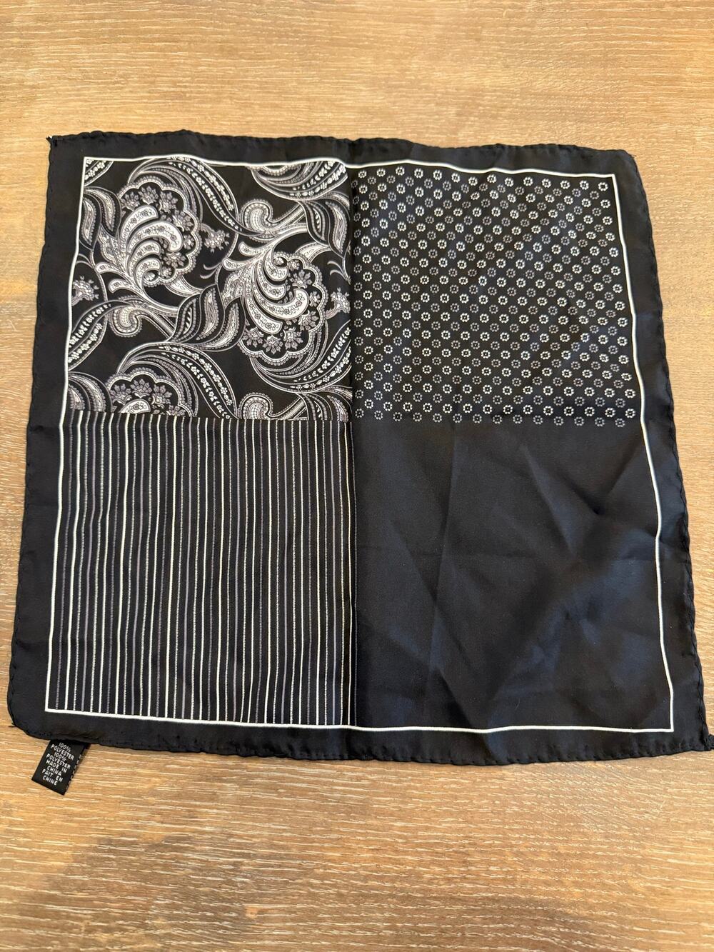 Black and Grey 13x13 polyester Handkerchief Scarf